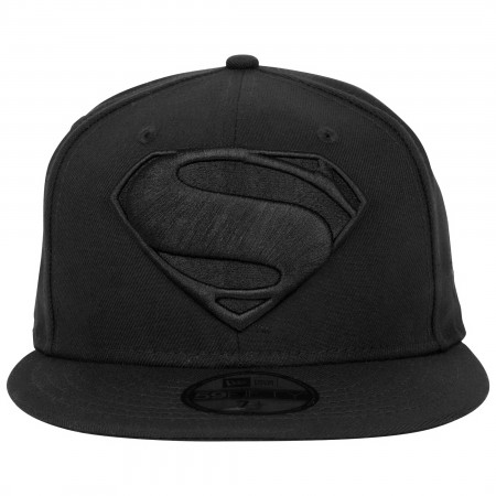 Superman Justice League Logo Black on Black New Era 59Fifty Fitted Hat